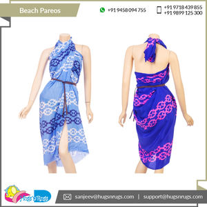 Vente en gros 100% coton femmes plage paréos sarongs haute qualité Design moderne OEM Service personnalisé approvisionnement en vrac - Product Image 3
