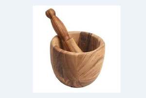 Pilon et mortier en bois pur avec un bon design parfait pour le mélange et le broyage d'herbes et d'épices dans la cuisine - Product Image 2