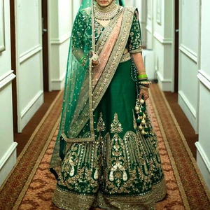 ---ELEGANT-Bridal---BEAUTIFUL LEHENGA- with <b>TOP</b>---Dress with Embellished in crystal glass beads stone work for Wedding=2021 - Product Image 1