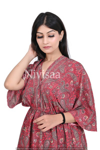 ชุดเดรสยาวพิมพ์ลายสำหรับผู้หญิงและสุภาพสตรี,ชุดเดรสปาร์ตี้แขนยาวคอวีแบบพิมพ์ลายล่าสุด - Product Image 5