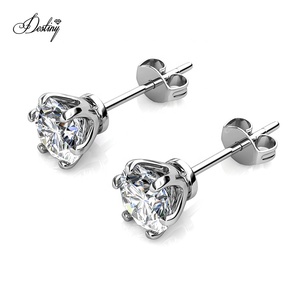 Pierre précieuse parfaite Moissanite diamant 925 argent sterling 18k plaqué or Solitaire boucles d'oreilles bijoux de destin - Product Image 4