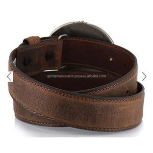 Handcrafted Textured Brown Tone Men's Leather Casual <b>Belt</b> High Finish with Heavy Western Style Eagle Oval <b>Silver</b> Antique <b>Buckle</b> - Product Image 3