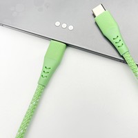 Cable de Carga USB C Trenzado de Cobre Puro Color Verde Hierba - Puerto C a C de 1M para Computadora con Patrón 3D en el Conector