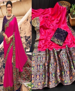 Banarasi Soie Jacquard Saree Blouse Dames Usage Quotidien Fête Festival Porter Doux Coton Soie Sari En Gros Bas Prix Indien - Product Image 1