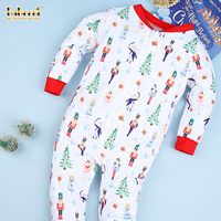 Conjunto de Invierno de Lujo para Bebé Niño, Marca Babeeni, con Estampado Navideño, de Pana, Estilo Bailarina, con Bordado Hecho a Mano, Personalizado OEM ODM