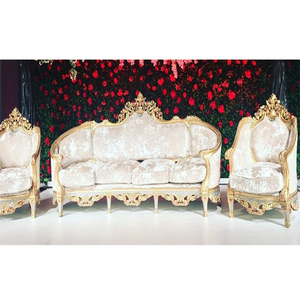 Conjunto de muebles de lujo para boda, conjunto de sofá de estilo europeo real, conjunto de tronos blancos elegantes para boda - Product Image 1