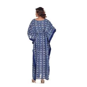 Indian Handmade Summer Casual <b>Kaftan</b> 100% Cotton Floral Linear Block Printed Sleepwear/Beachwear/Party/Eveningdress Transparent - Product Image 4