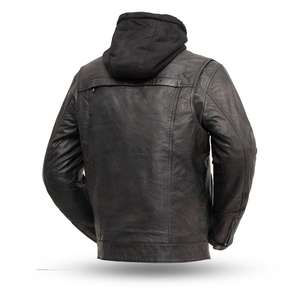 Chaqueta de motorista Vintage para hombre, chaqueta de cuero genuino, negro, Retro, el mejor diseño, de cuero para motocicleta - Product Image 2