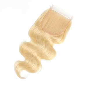 Blond Doux Remy Wefted Vierge Indien Brésilien Extensions de Cheveux Humains Non Transformés Fermeture en Dentelle avec Vagues Alignées Cuticule - Product Image 2