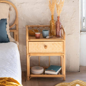 Étagère de rangement décorative en rotin, à côté, en bois, présentoir - Product Image 2