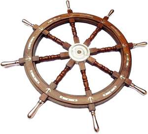 36"<b>Wooden</b> Steering Ship <b>Wheel</b> Brass Anchor Ship Wall Decor - Product Image 6