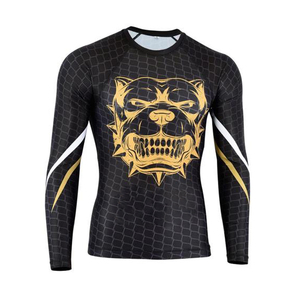 Men's Full Sleeve Rash Guard <b>Black</b> Red Skull Print <b>Compression</b> <b>Shirt</b> Quick Dry MMA BJJ Top - Product Image 6