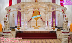 Mandap romano blanco de fibra para boda, Pilar romano, para decoración, Reino Unido, Occidental - Product Image 5