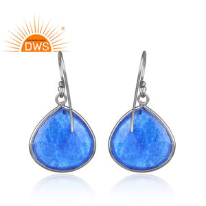 Pendientes de plata de primera ley con forma de pera para mujer, aretes, plata esterlina 925, GEMA, Aventurina, color negro - Product Image 3