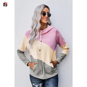 เสื้อฮู้ดแฟชั่นล่าสุดของผู้หญิงเสื้อสเวตเตอร์ปะต่อแบบ2025ผ้าฟลีซผ้าฝ้ายคุณภาพระดับพรีเมียมหลากสีบริการ OEM - Product Image 3