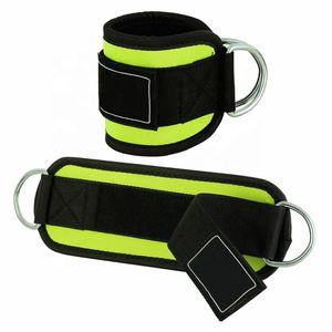 Sangles de cheville vertes à Double anneau D, Logo personnalisé pour la fixation de la Machine à câble, poignets en néoprène, sangles de cheville pour l'haltérophilie - Product Image 1