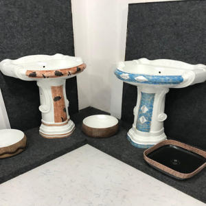 2022 Nouvelle Collection Lavabo en Kevon en céramique le plus vendu avec piédestal 575x425mm pour les lieux publics. - Product Image 4