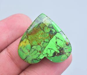 Cabujón de corazón turquesa de cobre, gema en forma de corazón turquesa, cabujón turquesa con gema de cobre - Product Image 3