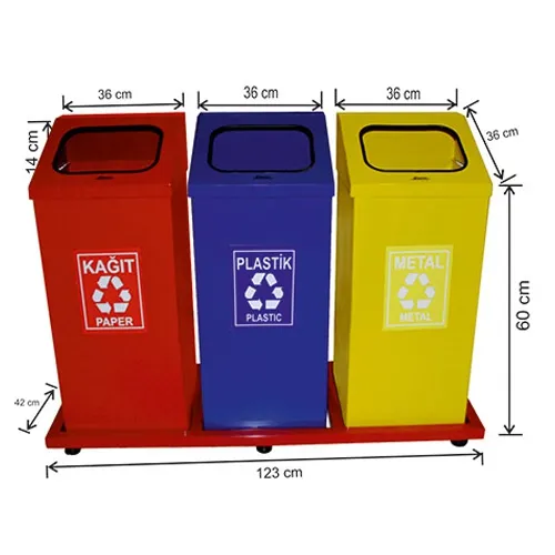 Zero Recycling bin with color coded design triple Compartment factory outlet