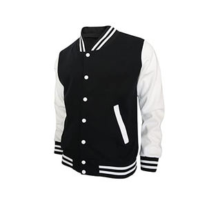 Hombres Letterman chaqueta de color negro Stand Collar con logotipo personalizado para la venta - Product Image 2