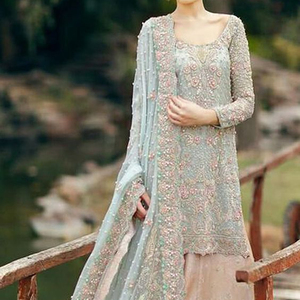 -New-Bridal Beautiful <b>Kurta</b> with Lehenga Dress with-Beautiful -Embellished in crystal glass beads stone work for Wedding=2021 - Product Image 1