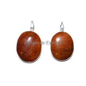 Colgantes de piedra con forma ovalada de melocotón Aventurina, de exportación de ágata - Product Image 2