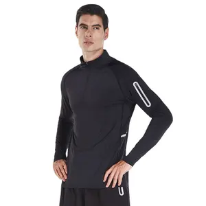 Мужская спортивная теплая куртка с длинным рукавом, куртка с воротником-стойкой для бега и тренировок, быстросохнущая спортивная рубашка, 2021