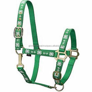 Caballo de nailon 100% de calidad de exportación, halter en color verde cosido con cinta de diseño, costura doble con hardware niquelado - Product Image 2
