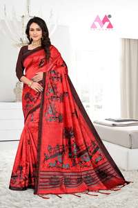 Vêtements de mariage Saree imprimé de fleurs en soie douce avec chemisier non cousu Pièce Prix le plus bas Nouveau Designer Exclusif par Vêtements Ethniques - Product Image 2