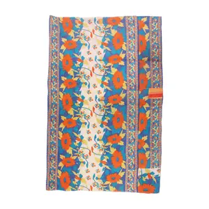Couette kantha vintage-courtepointes tribal indien kantha-couvre-lit en coton vintage-vieux sari jeter indien réversible point à la main