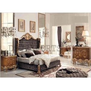 Ensemble de meuble de chambre à coucher de luxe surdimensionné, sculpté à la main, en bois de teck lourd avec socle de nuit, mobilier sculpté de styliste - Product Image 1
