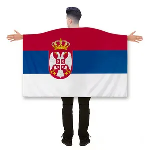 Kustom Tim Sepak Bola Serbi Cape Flag Olahraga Barber Promosi Cape 3X5 Kaki Bendera Tubuh Nasional Bendera Tubuh Persia