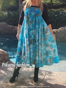 Nueva ropa informal de moda bohemia de verano para mujer falda con tinte de corbata Natural hasta el suelo sostenible respetuoso con el medio ambiente - Product Image 2