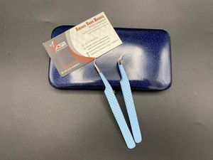 Pince à épiler d'extension de cils personnalisée marque privée bleu ciel bébé bleu enduit de poudre durable en acier inoxydable testé à la main Volume pointe pointue - Product Image 6