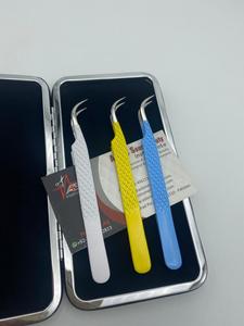 Pince à épiler en acier inoxydable à forte courbure avec logo personnalisé vente en gros de pointes de volume d'extension de cils à faible quantité minimale de commande Type pointu durable - Product Image 4