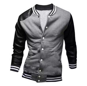 Unisex Customized Varsity Letterman Bomber <b>Jacket</b> Breathable <b>Leather</b> Sleeves Winter Casual Style Custom Logo Plus Size Option - Product Image 1