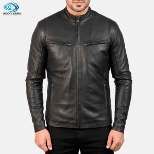 Veste en cuir véritable pour hommes, blouson à la mode, avec fermeture éclair, vente en gros - Product Image 5