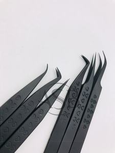 Pinzas profesionales para extensión de pestañas con nuevo mango de agarre de corazón pinzas para pestañas pinzas de acero inoxidable personalizadas negras sólidas - Product Image 5