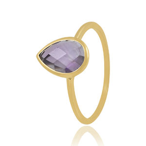 Bague élégante au design classique et simple en argent sterling 925 avec pierre précieuse améthyste, en stock, prix de gros, fabrication de bagues tendance - Product Image 2