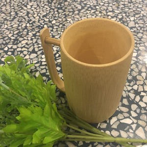 Natural color bamboo cup with curved handle, food-safe bamboo cup for export - Product Image 1
