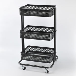 <b>3</b>-<b>Tier</b> Metal Mesh Wire Storage Basket <b>Trolley</b> Cart with Panel Design Multi-Function - Product Image 1