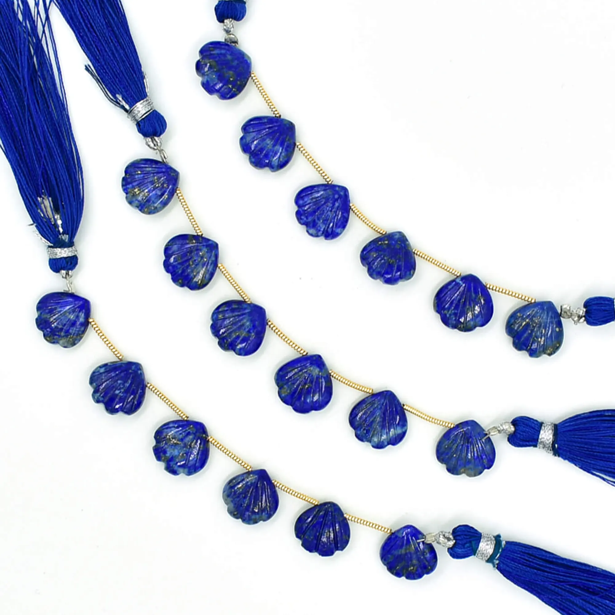Perles fantaisie Lapis Lazuli, sculptées, Cabochon uni, de bibelette sculptée sur les deux côtés, fil de perles