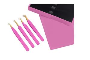 Lash Tweezers Custom Logo <b>Box</b> Packing Eyelash Tweezers <b>Strong</b> Hold Fiber Tip Tweezers for Eyelash Extension - Product Image 3