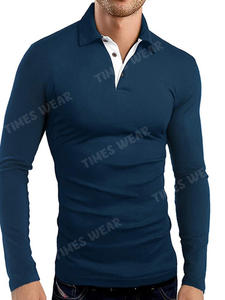 Polo europeo de alta calidad para hombre, 100% de algodón, manga completa, antiarrugas, manga corta, patrón sólido, tela de Jersey - Product Image 5