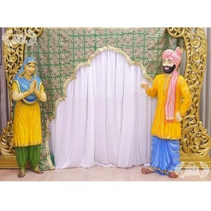 Statues Punjabi FRP pour porte d'entrée de mariage Statues Jatt Jatti en fibre de verre multicolore Statues Punjabi UK - Product Image 1