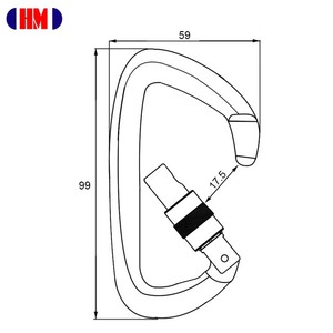 D Shaped 25KN Screw Lock Rock Climbing Carabiner Made Of Aluminum - Product Image 2