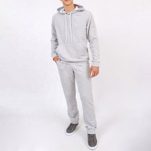 Big & Tall Grey Logo bordado Sudadera con capucha y pantalones de chándal Conjunto de chándal para hombre Sudadera con capucha de 2 piezas Conjuntos de chándal Casual Jogging Athletic - Product Image 4