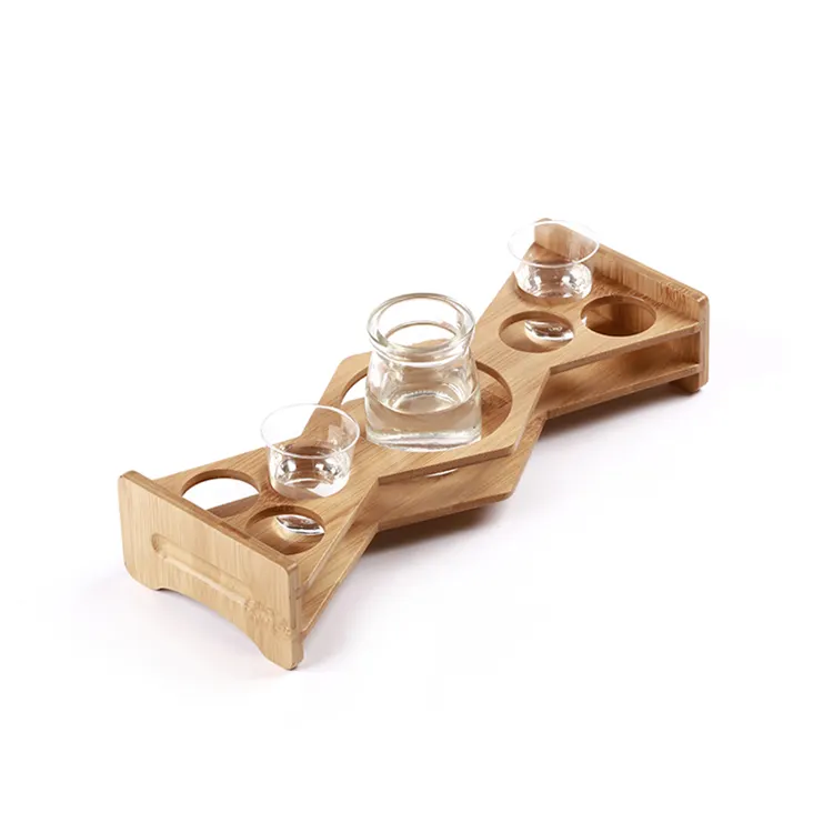 High quality wholesale single layer table bamboo glass cup holder