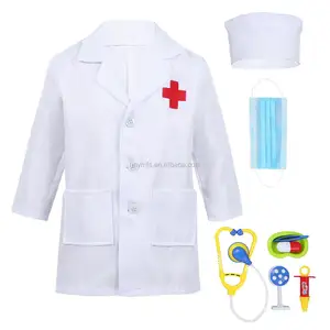 Gaun Seragam Halloween Warna Putih, Kostum Dokter Perawat Anak