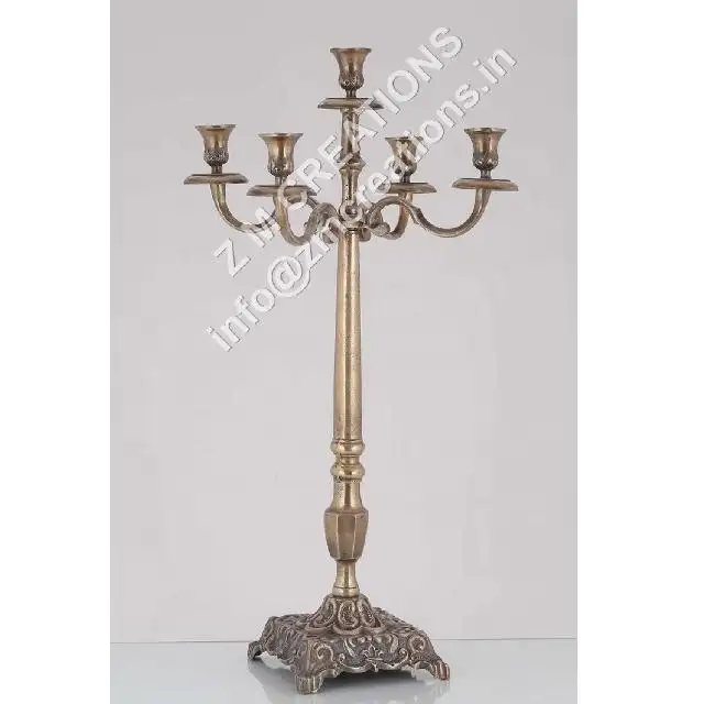 Simple And Beautiful Brass Antique Aluminium 5 Arms Floor Standing Candelabra Candle Holder For Christmas Decoration
